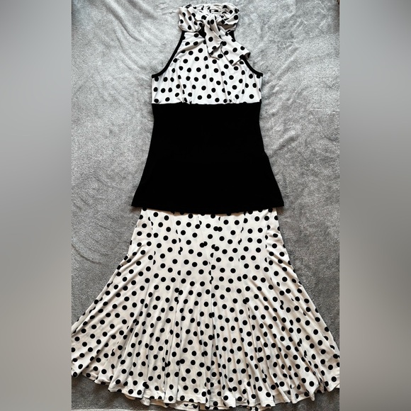 Vintage Joseph Ribkoff Parisian Black/White Polka Dot Set - Stretchy - Fits S:M - Picture 2 of 10